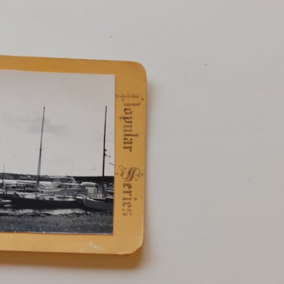 ANTIQUE Stereograph Card Sailing Ships Yachts Marina Views - Picture 3 of 4